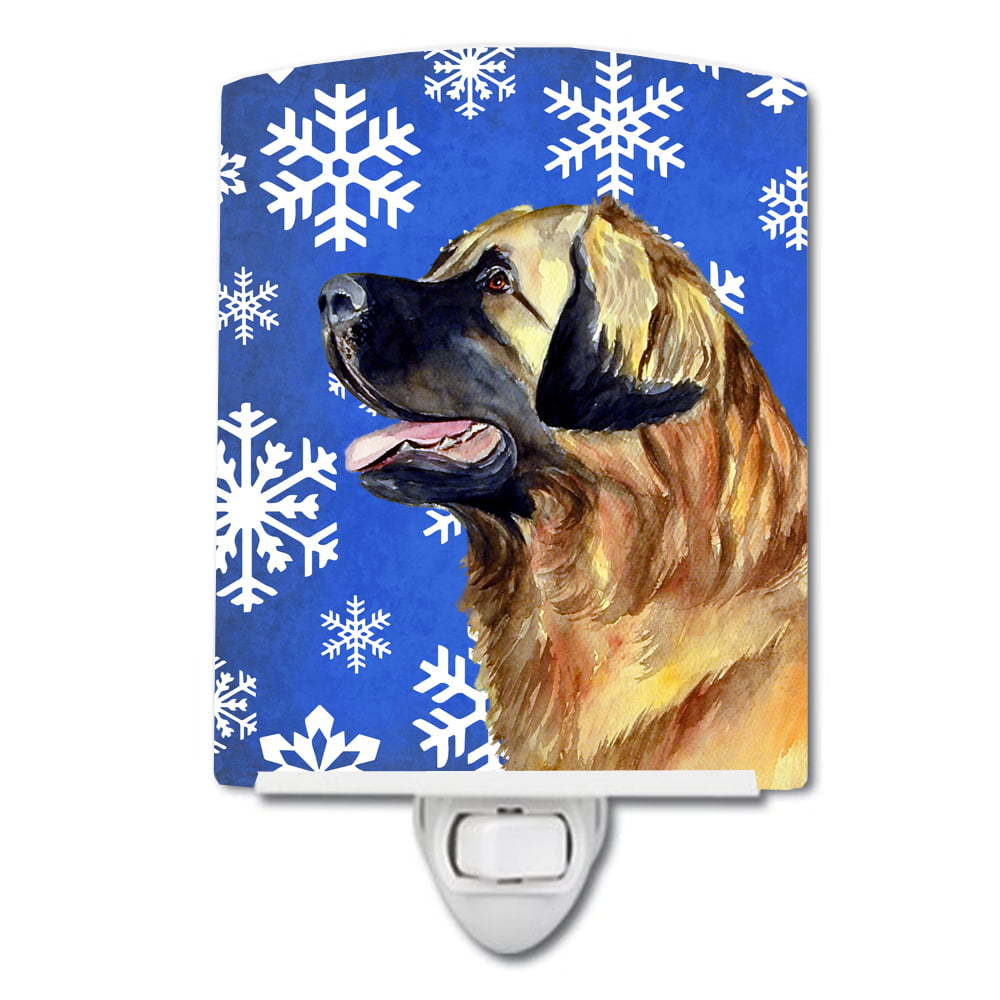 Leonberger Winter Snowflakes Holiday Ceramic Night Light
