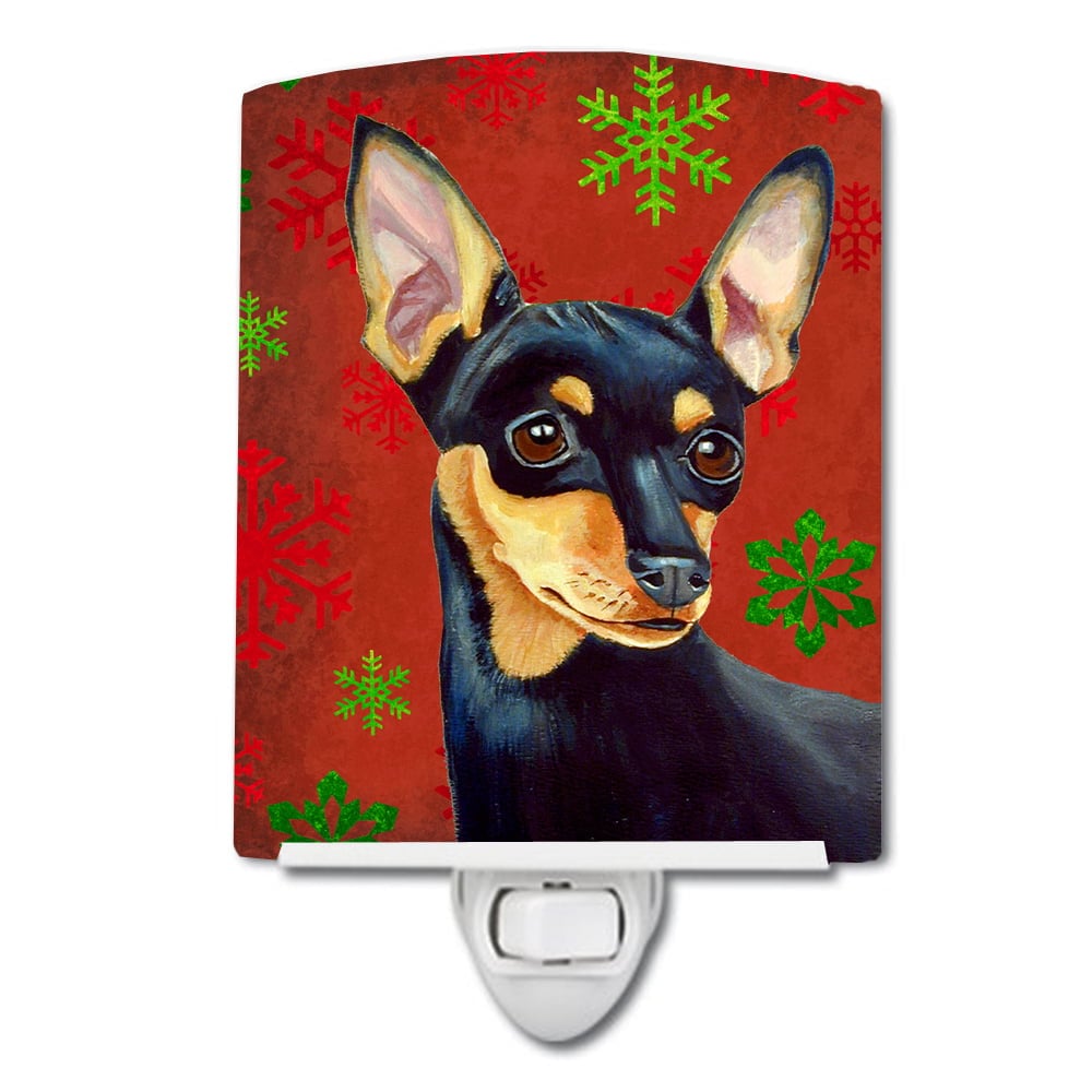 Min Pin Red & Green Snowflakes Holiday Christmas Ceramic Night Light