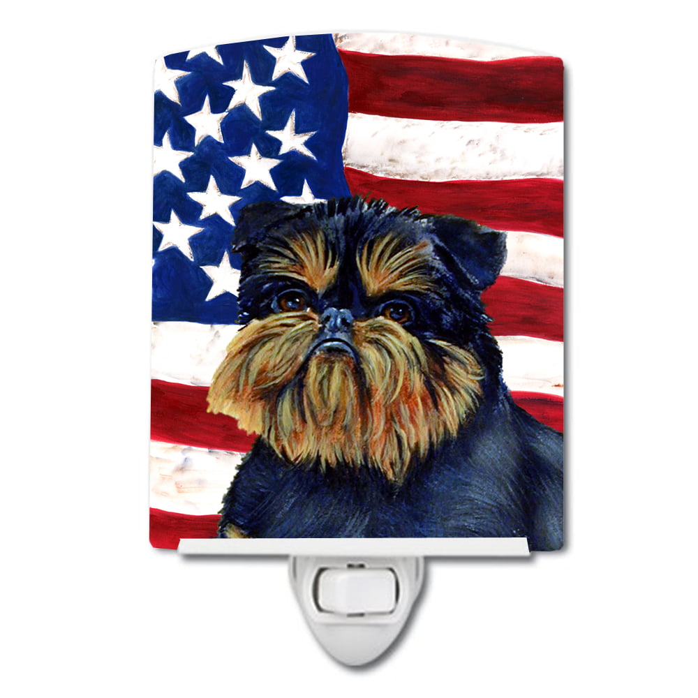 USA American Flag with Brussels Griffon Ceramic Night Light