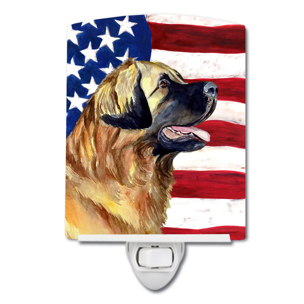USA American Flag with Leonberger Ceramic Night Light