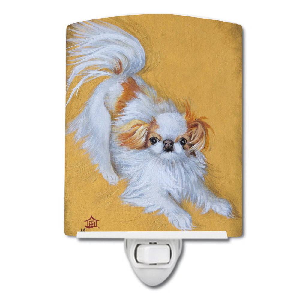 Japanese Chin Red White Play Ceramic Night Light