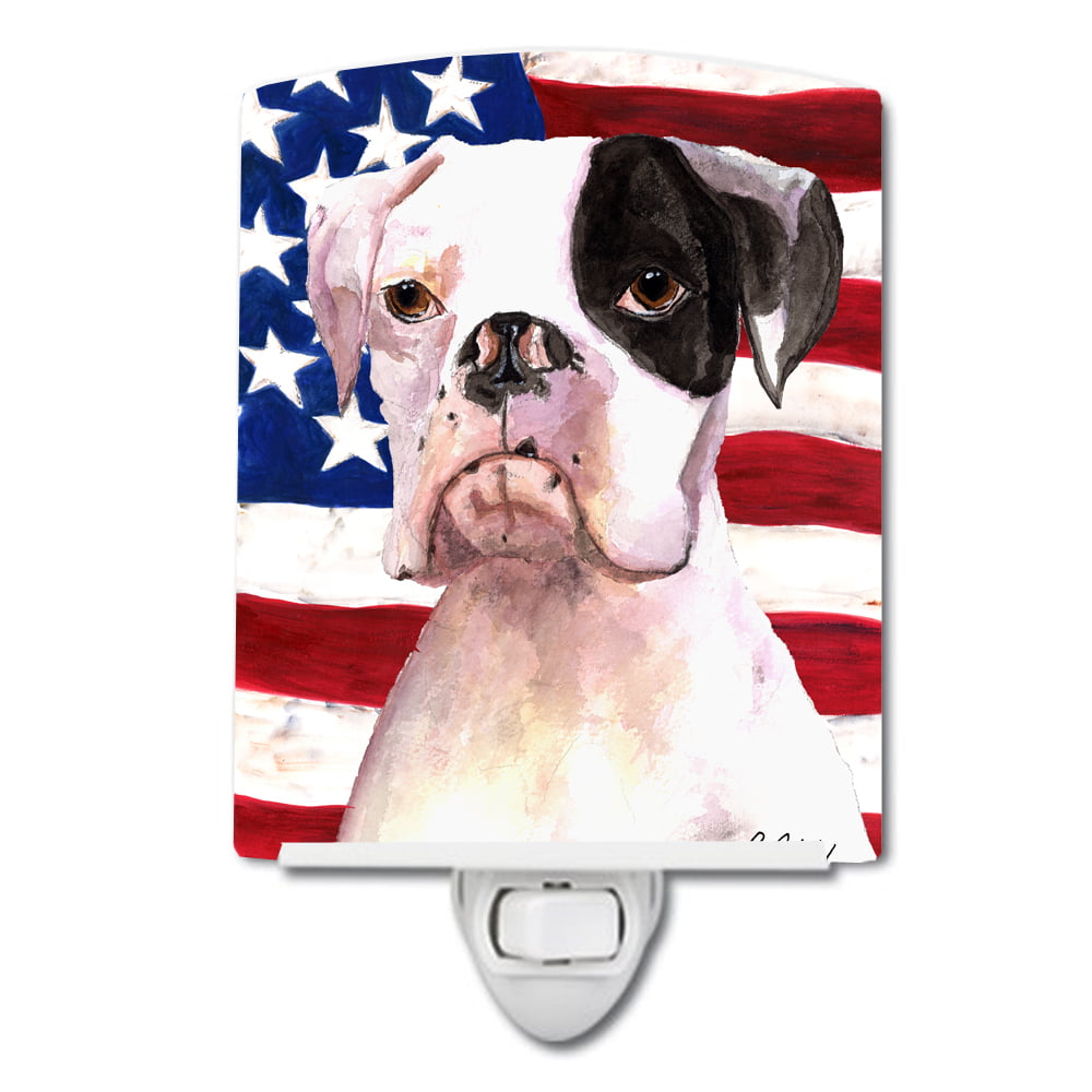 USA American Flag with Boxer Ceramic Night Light