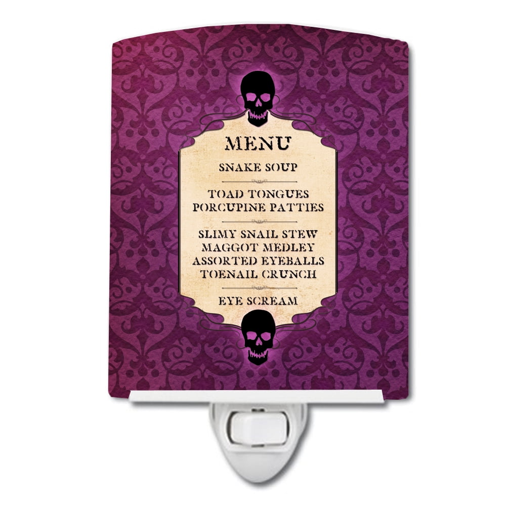 Goulish Menu including Eye Screen Snake soup Halloween Ceramic Night Light