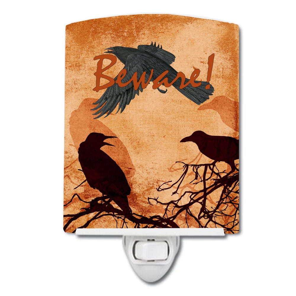 Beware of the Black Crows Halloween Ceramic Night Light