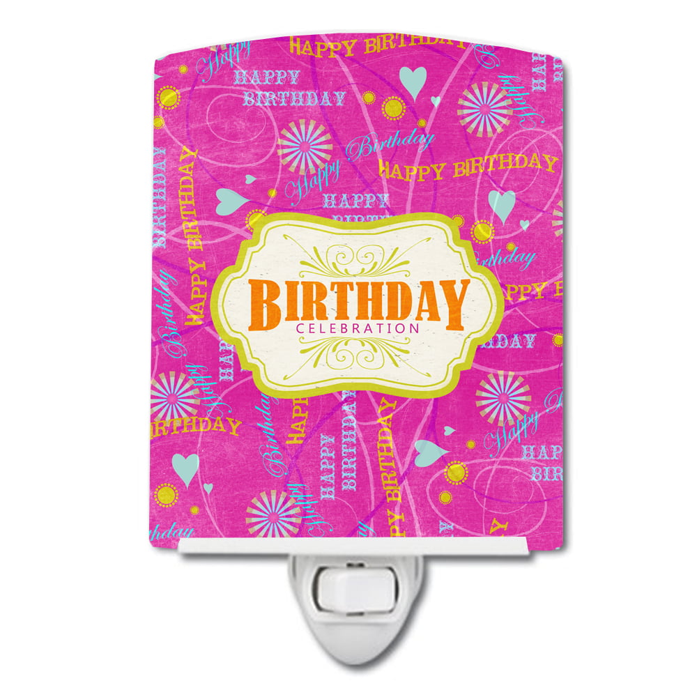 Happy Birthday Pink Ceramic Night Light