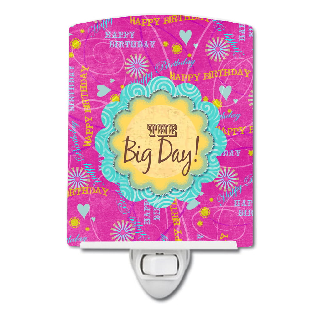 Happy Birthday The Big Day Pink Ceramic Night Light