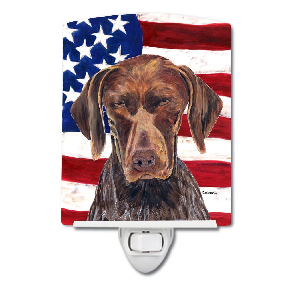 USA American Flag with German Shorthaired Pointer Ceramic Night Light