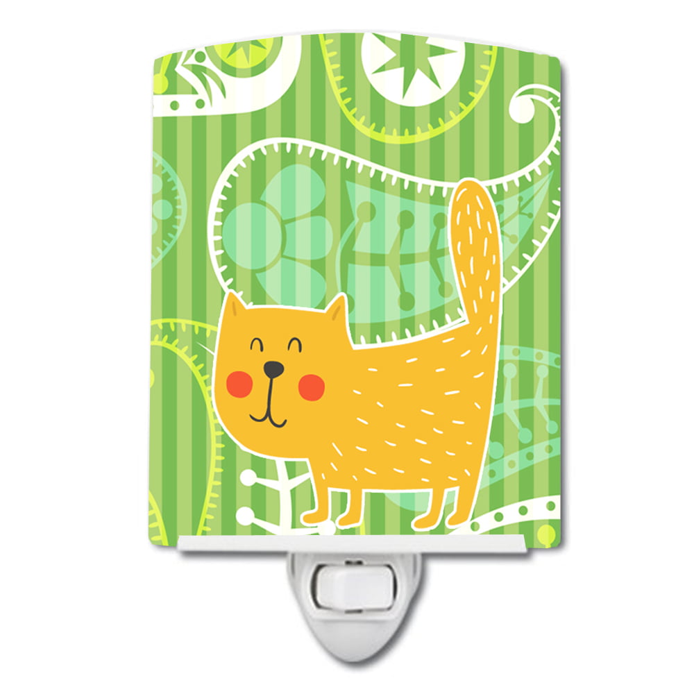 BB6785CNL Cat on Paisley Ceramic Night Light