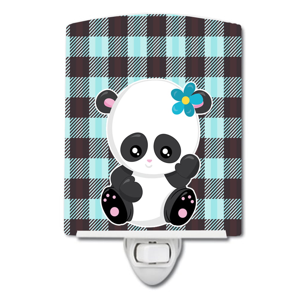 BB6800CNL Panda on Plaid Ceramic Night Light