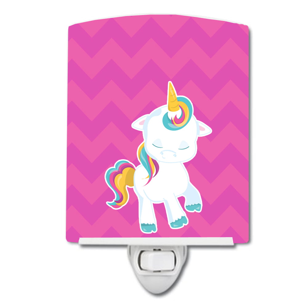 BB6809CNL Pink Chevron Unicorn Ceramic Night Light