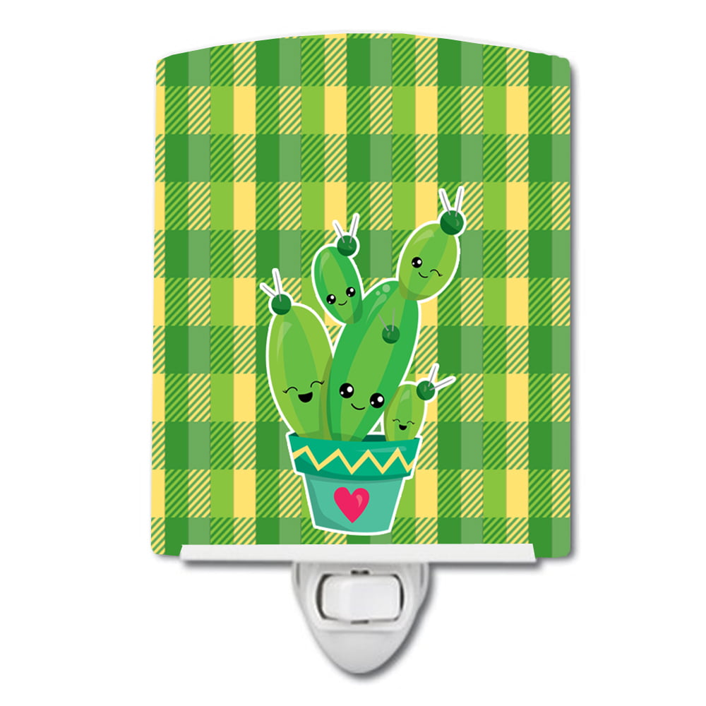 BB6853CNL Cactus Striped Plaid Ceramic Night Light