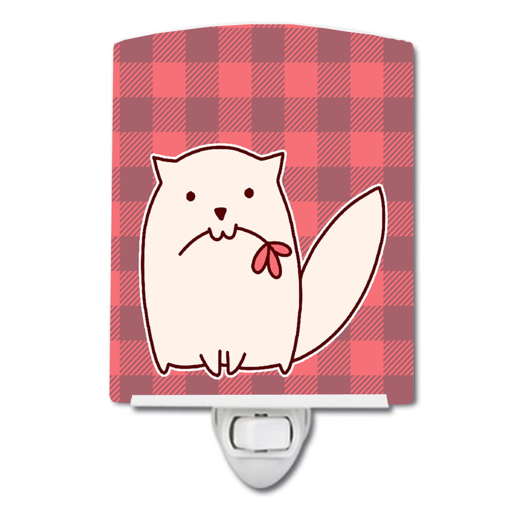 BB6854CNL Cat Pink Plad Ceramic Night Light