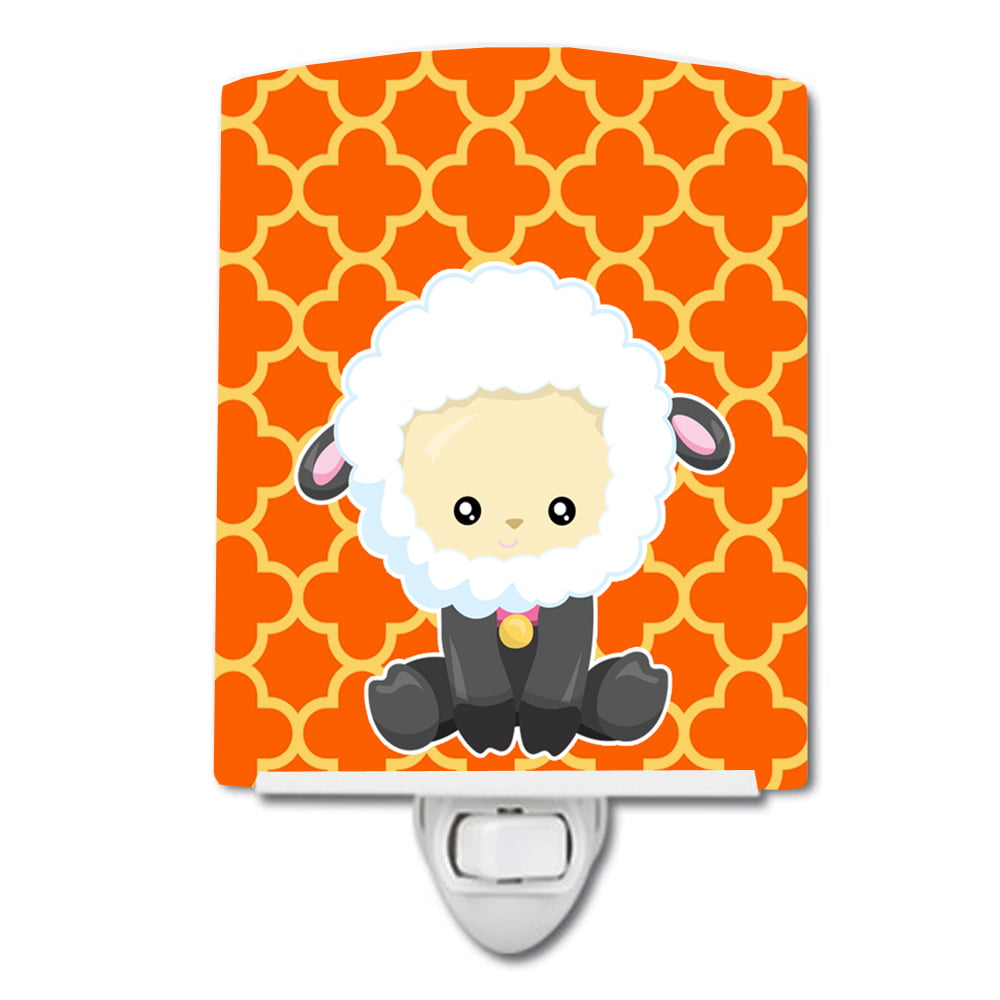 Sheep on Orange Quatrafoil Ceramic Night Light