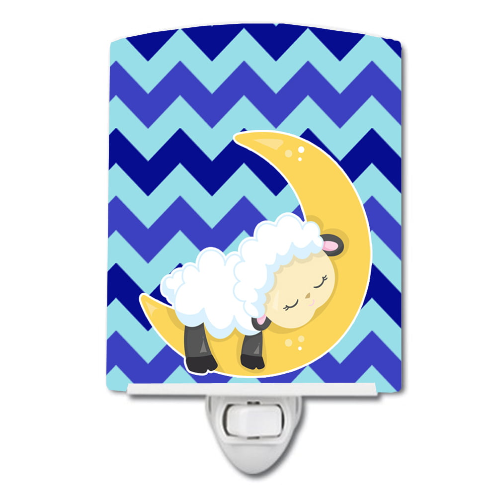 BB6877CNL Sheep on Moon Chevron Ceramic Night Light