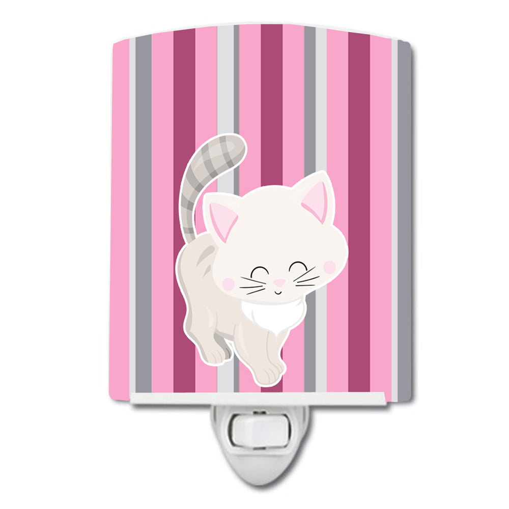 BB6878CNL Kitten Cat Pink & Gray Ceramic Night Light