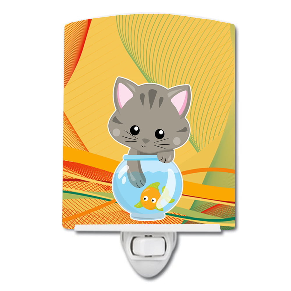 Kitten in the Fish Bowl Ceramic Night Light
