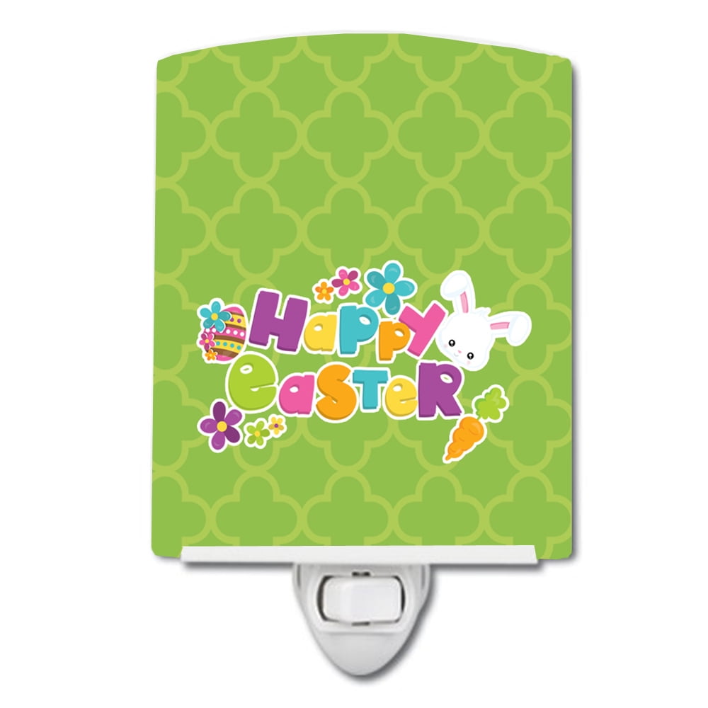 Happy Easter Green Quatrafoil Ceramic Night Light