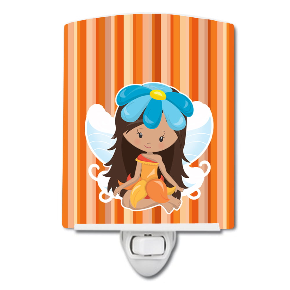Fairy Orange Stripes Ceramic Night Light