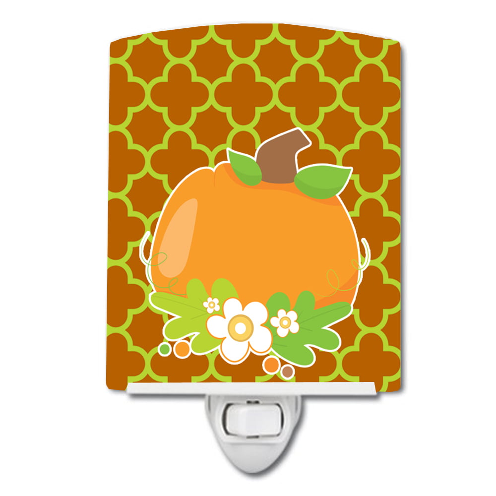 BB6919CNL Fall Pumpkin Orange Quatrfoil Ceramic Night Light