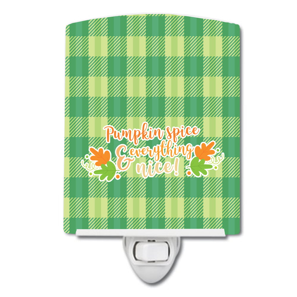 BB6923CNL Fall Pumpkin Spice Gingham Ceramic Night Light