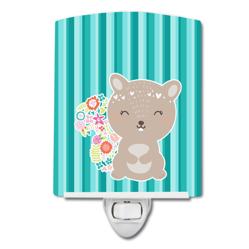 BB6936CNL Flowered Squirrel Ceramic Night Light