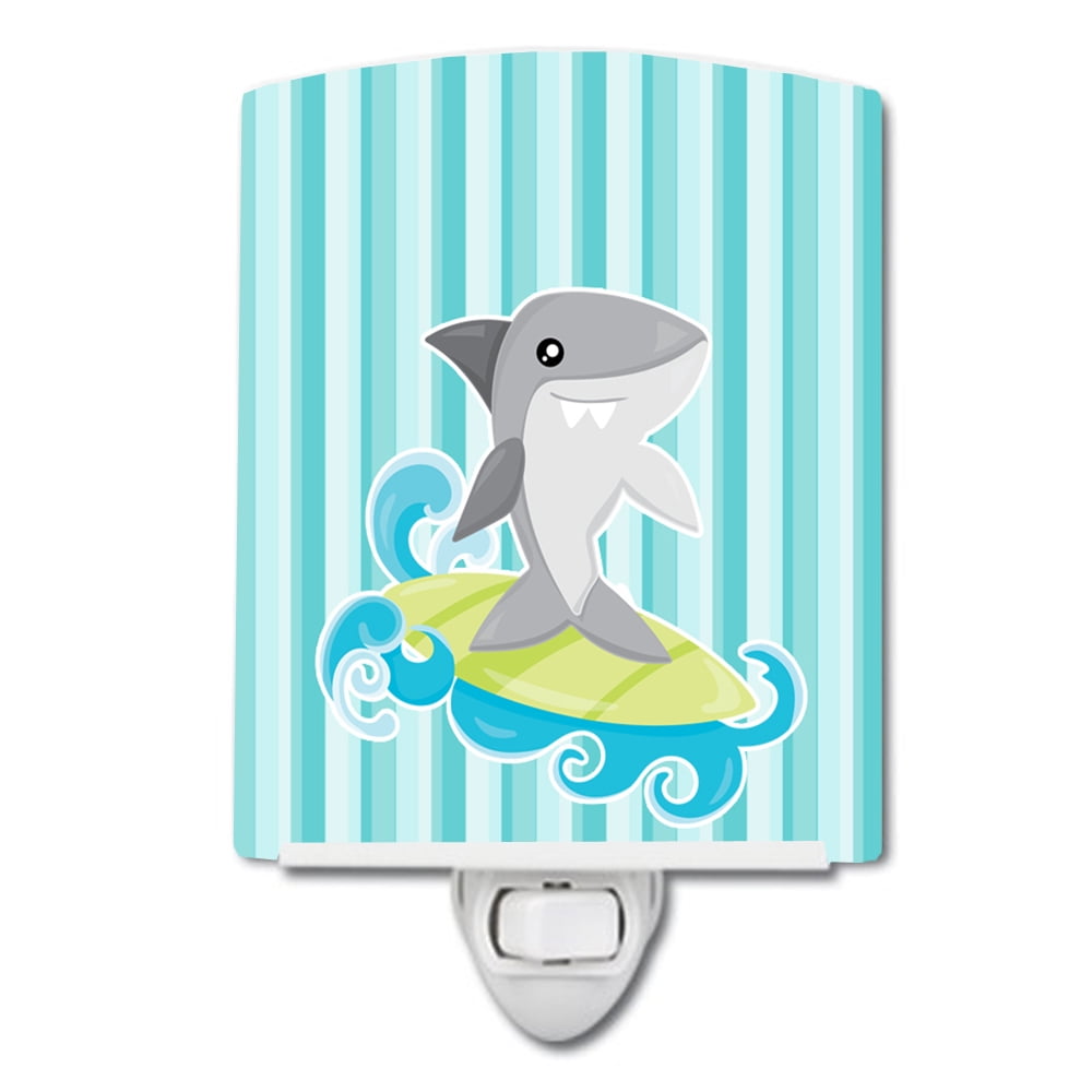 Surfin Shark on Stripes Ceramic Night Light