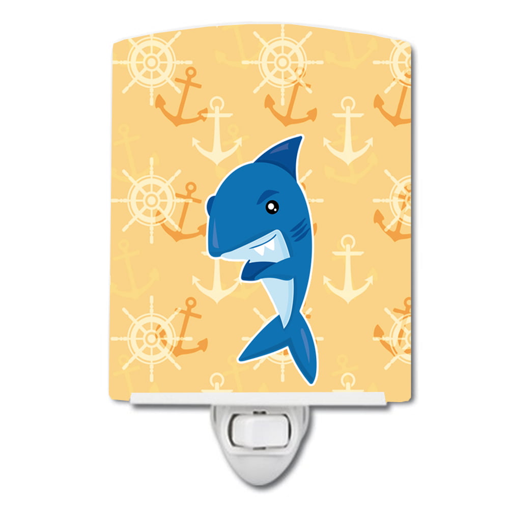 BB6946CNL Shark on Beige Nautical Ceramic Night Light