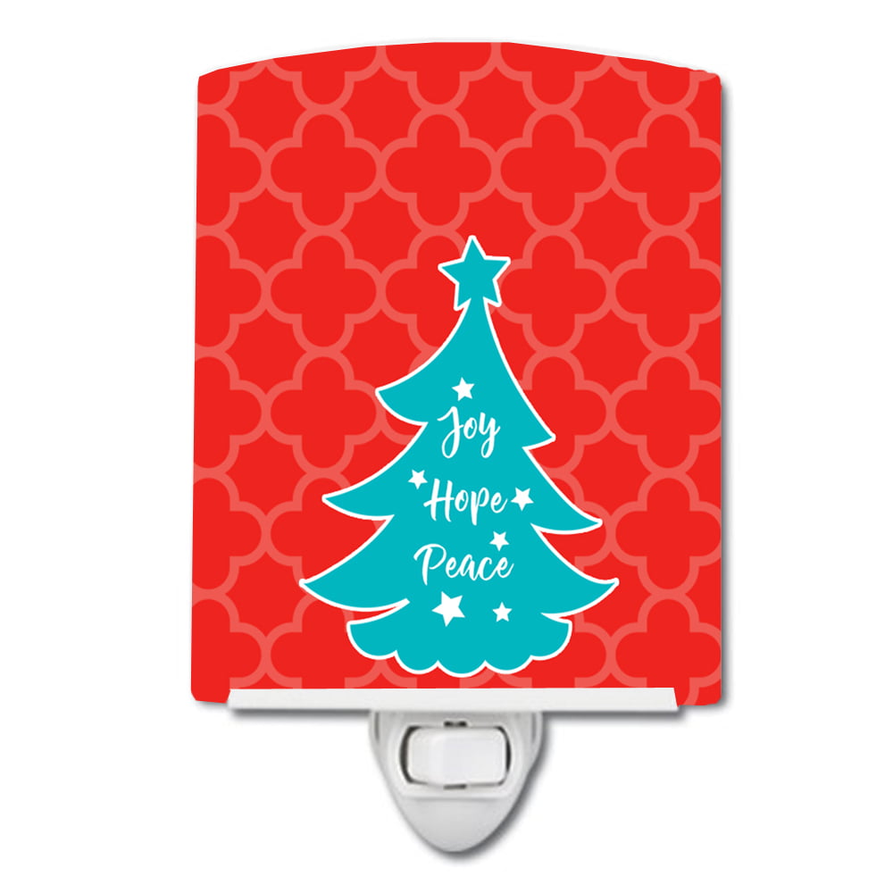 BB6969CNL Christmas Tree Red Teal Ceramic Night Light