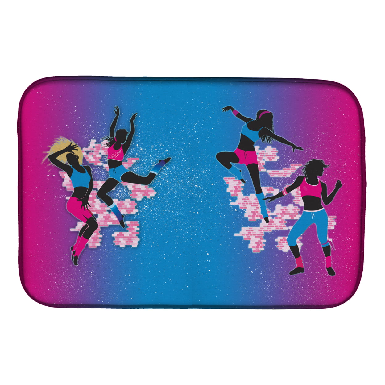 Hip Hop in Pink Blue Dish Drying Mat