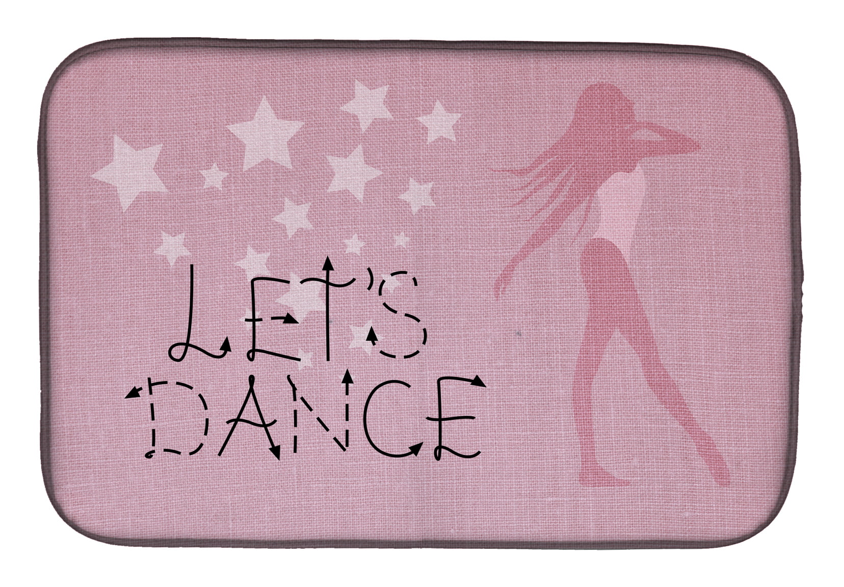Lets Dance Linen Pink Dish Drying Mat