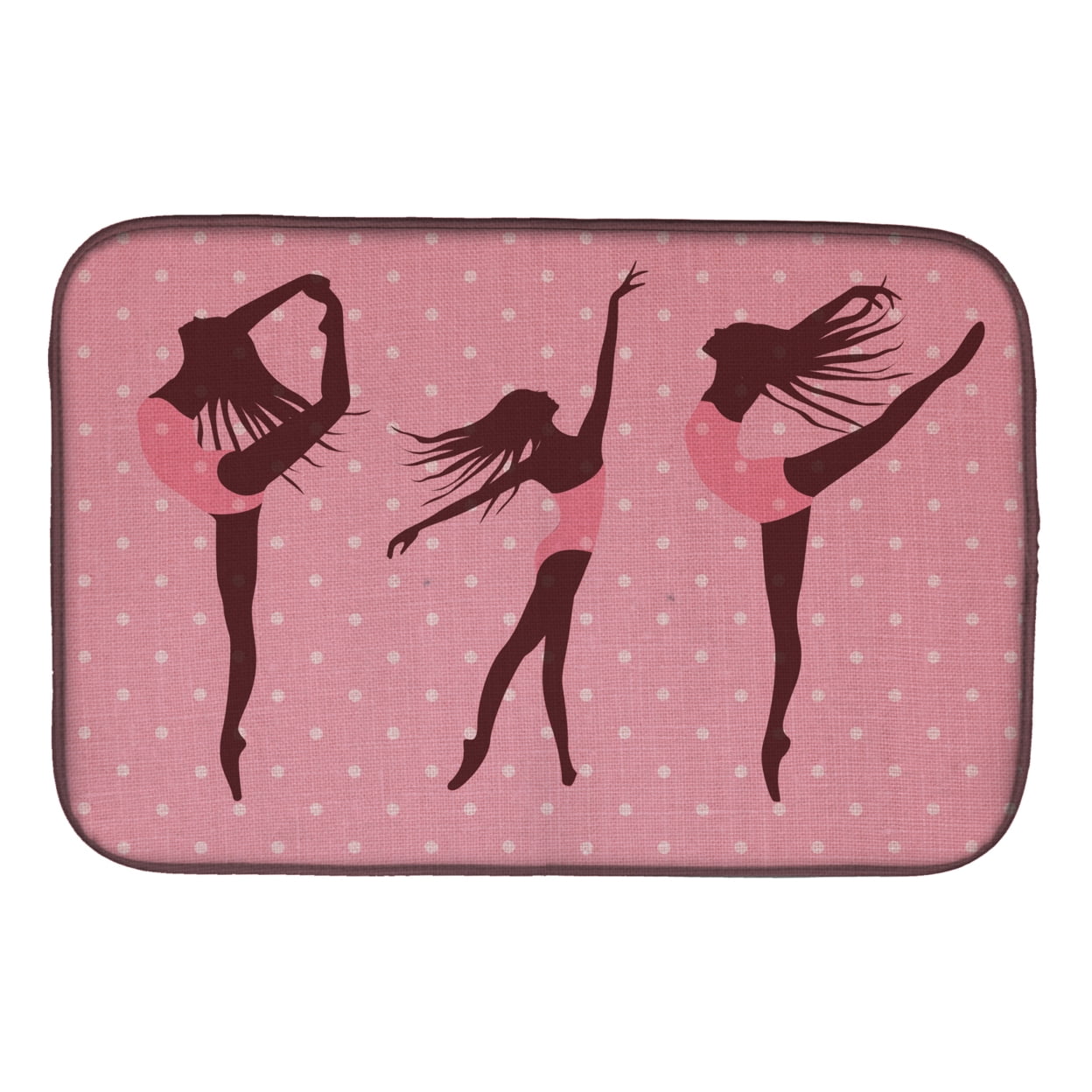 Dancers Linen Pink Polkadots Dish Drying Mat
