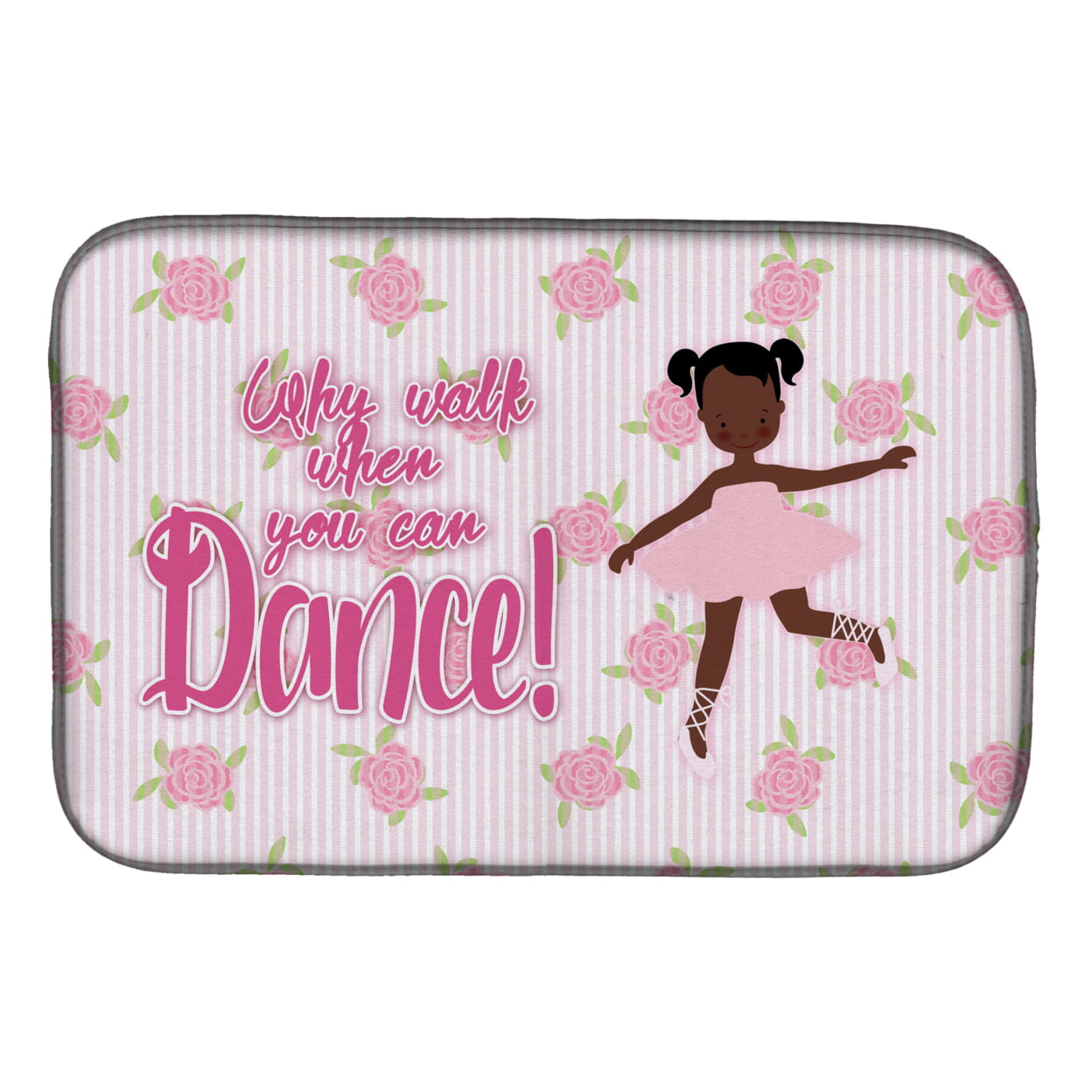 Ballet African American Pigtails Dish Drying Mat