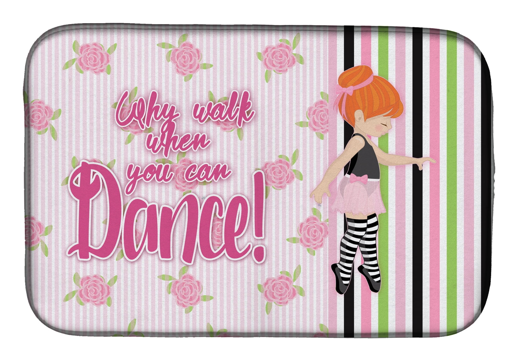 Ballet Dance Stripes Red Hair Dish Drying Mat