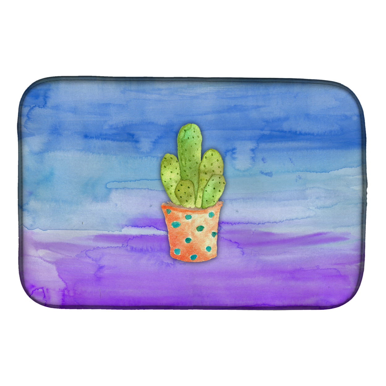 Cactus Blue & Purple Watercolor Dish Drying Mat