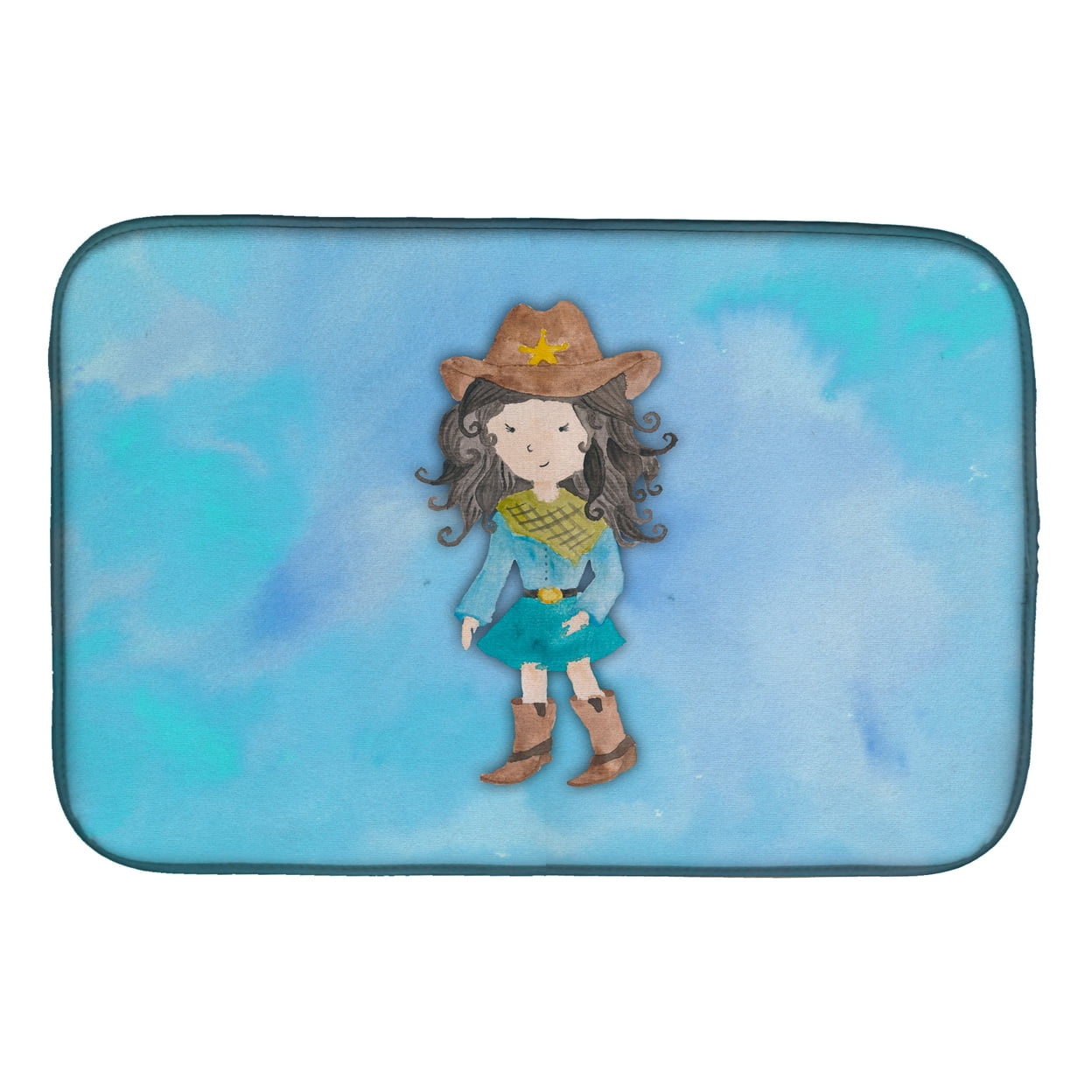 Cowgirl Watercolor Dish Drying Mat