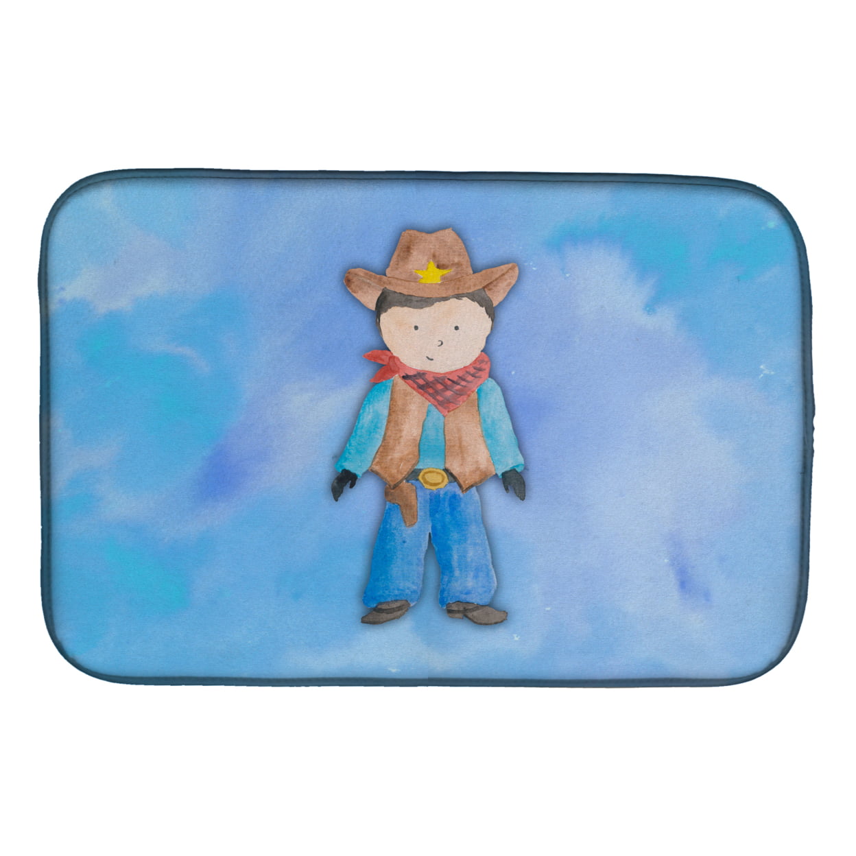 Cowboy Watercolor Dish Drying Mat