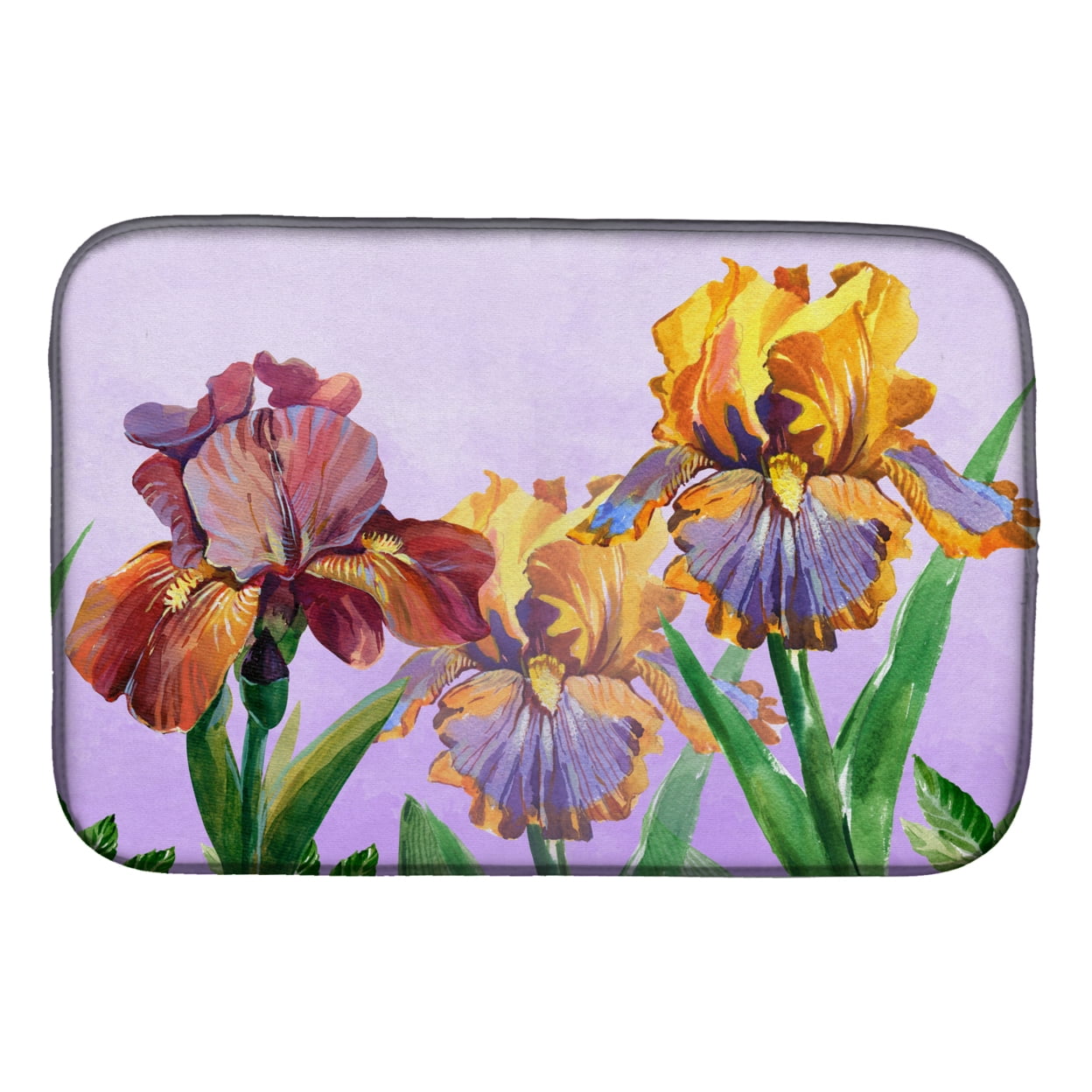 Carolines Treasures BB7445DDM Purple & Yellow Iris Dish Drying Mat