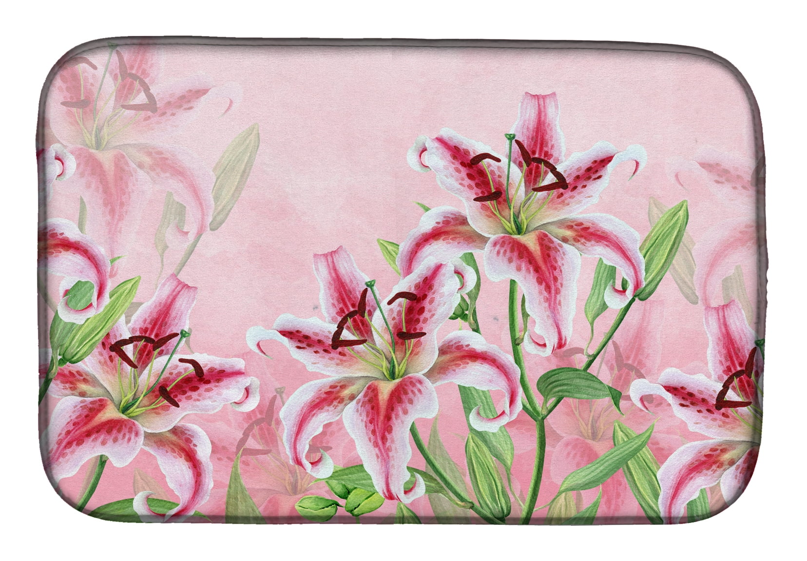 Pink Lillies Dish Drying Mat