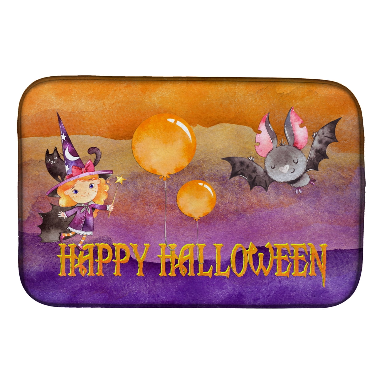 Halloween Little Witch & Bat Dish Drying Mat