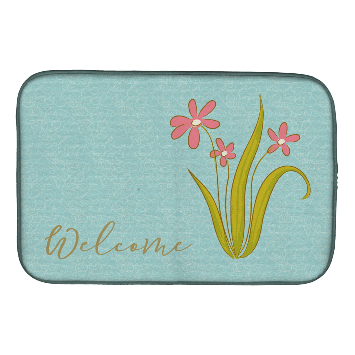 Flowers Welcome Dish Drying Mat