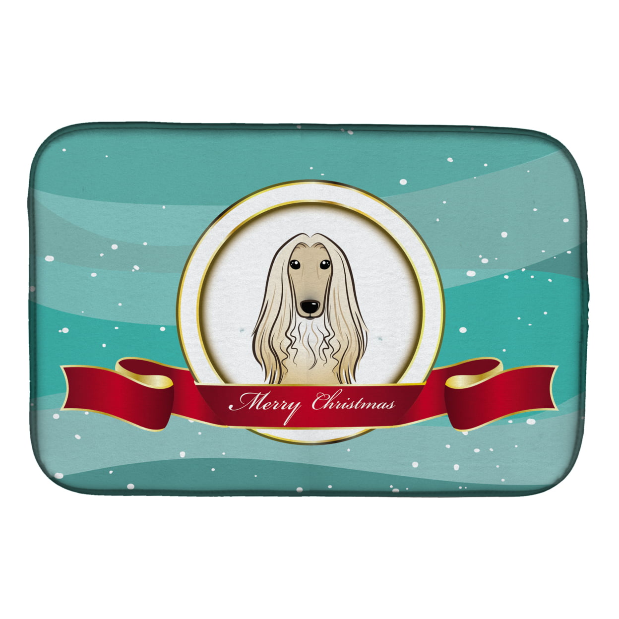 Afghan Hound Merry Christmas Dish Drying Mat