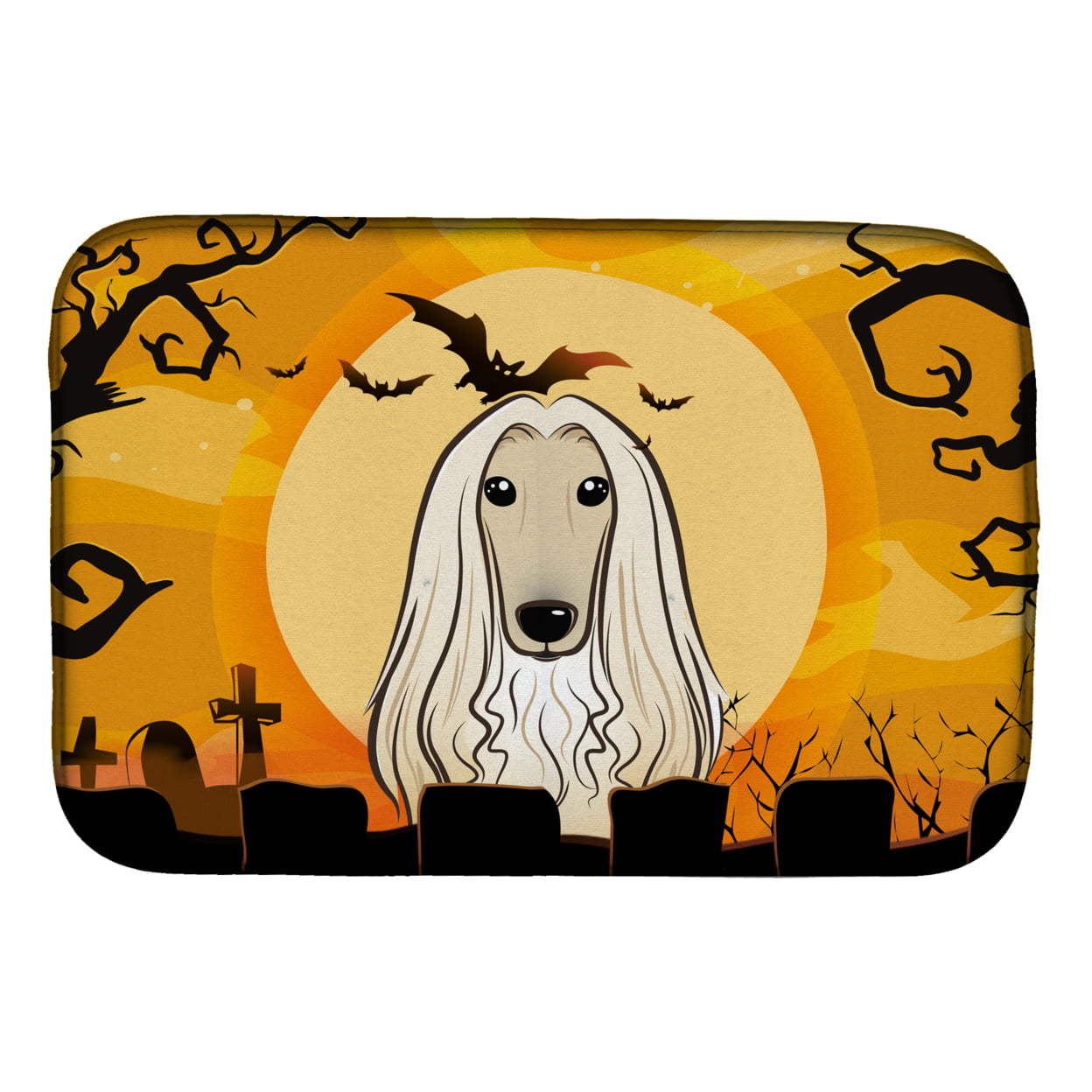 BB1802DDM Halloween Afghan Hound Dish Drying Mat