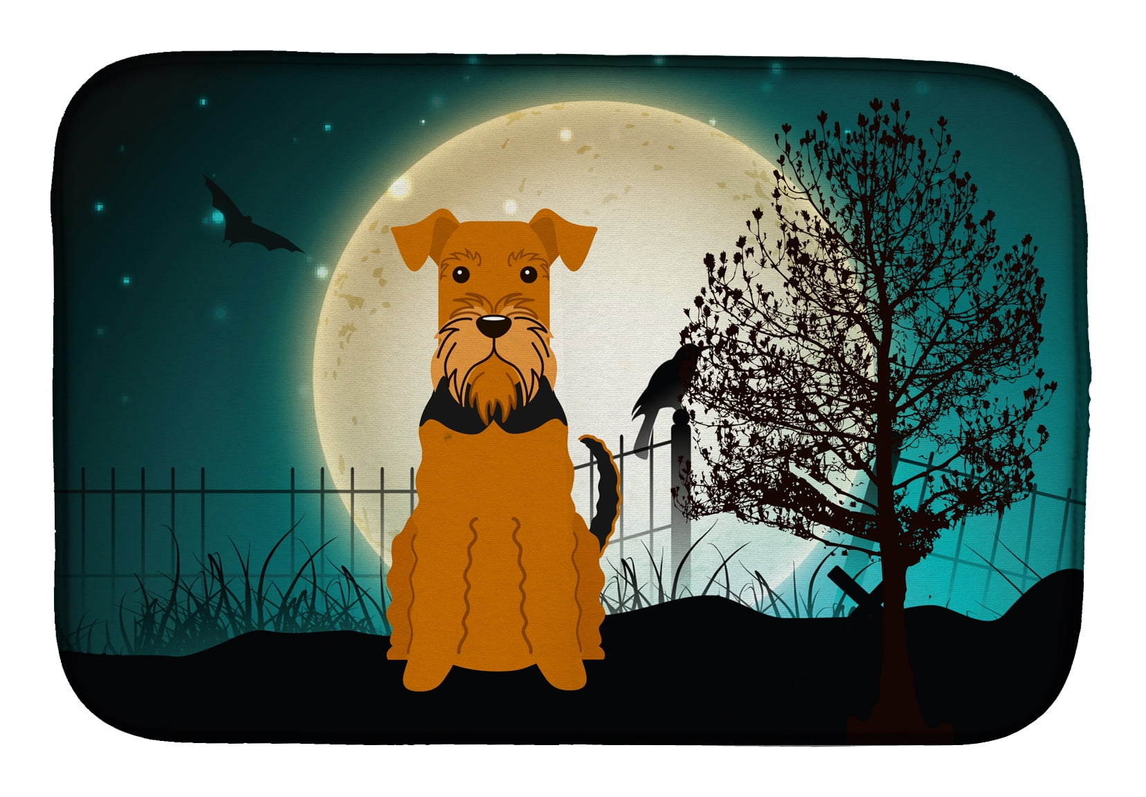 BB2231DDM Halloween Scary Airedale Dish Drying Mat