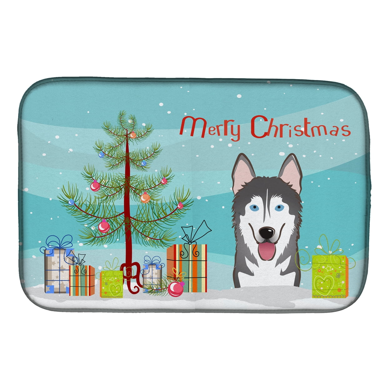 BB1590DDM Christmas Tree & Alaskan Malamute Dish Drying Mat