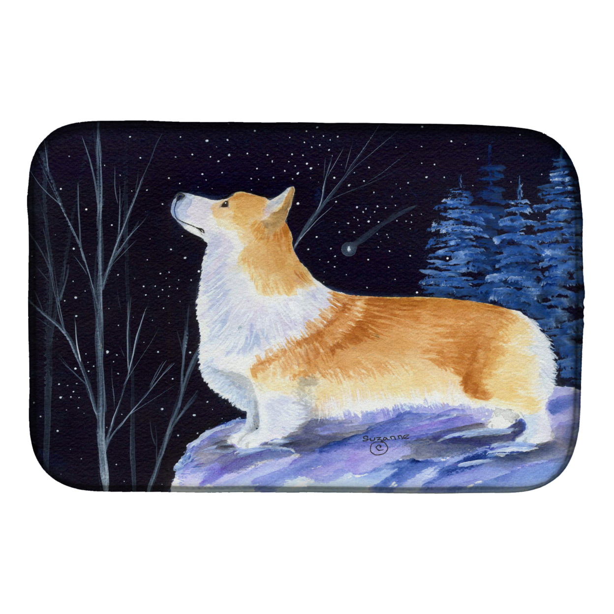 Picture of Carolines Treasures SS8373DDM Starry Night Corgi Dish Drying Mat