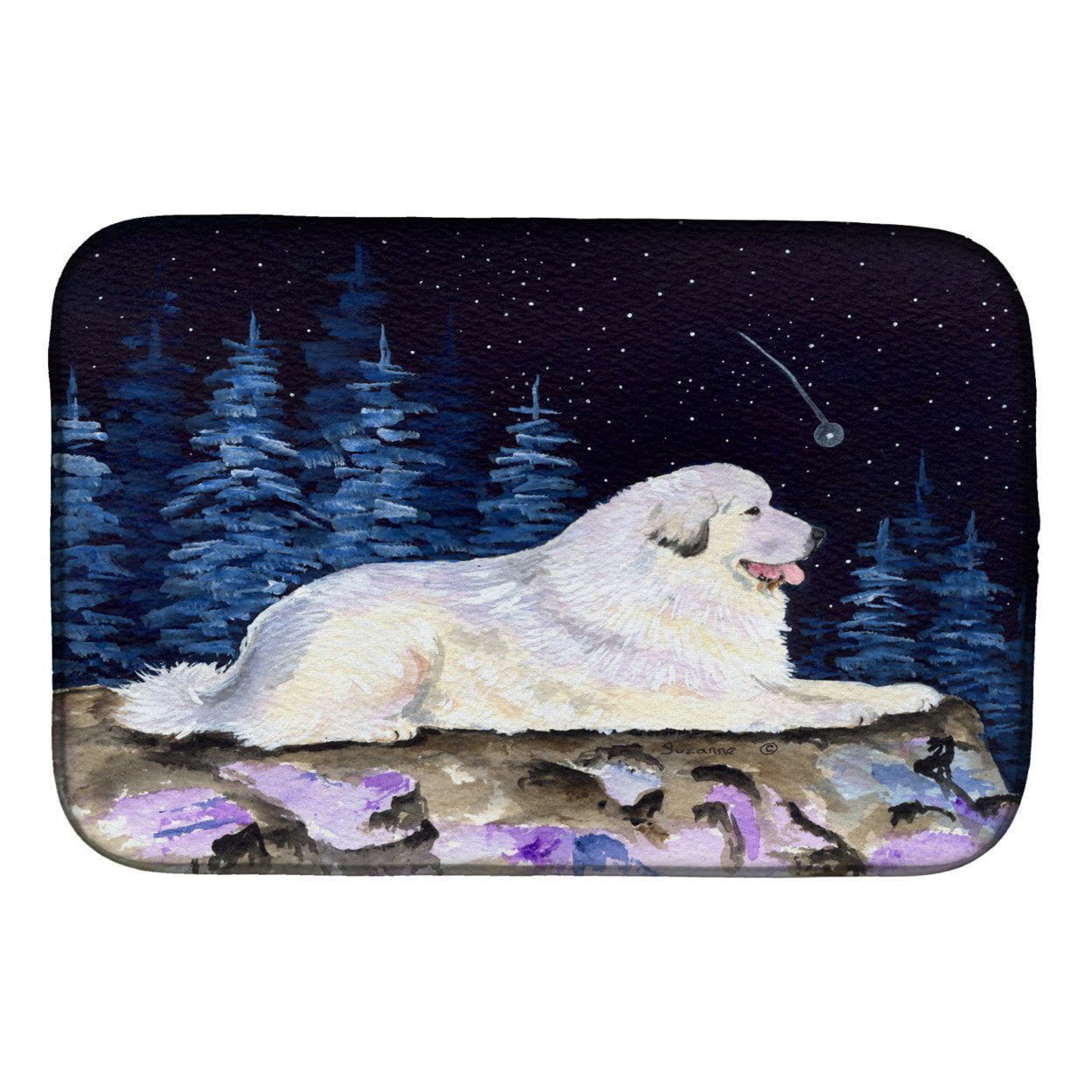 Picture of Carolines Treasures SS8438DDM Starry Night Great Pyrenees Dish Drying Mat