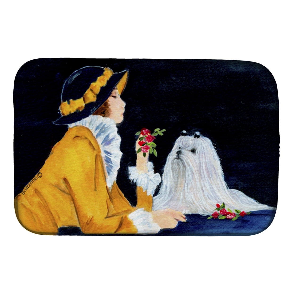 Picture of Carolines Treasures SS8537DDM Lady With Her Maltese Dish Drying Mat