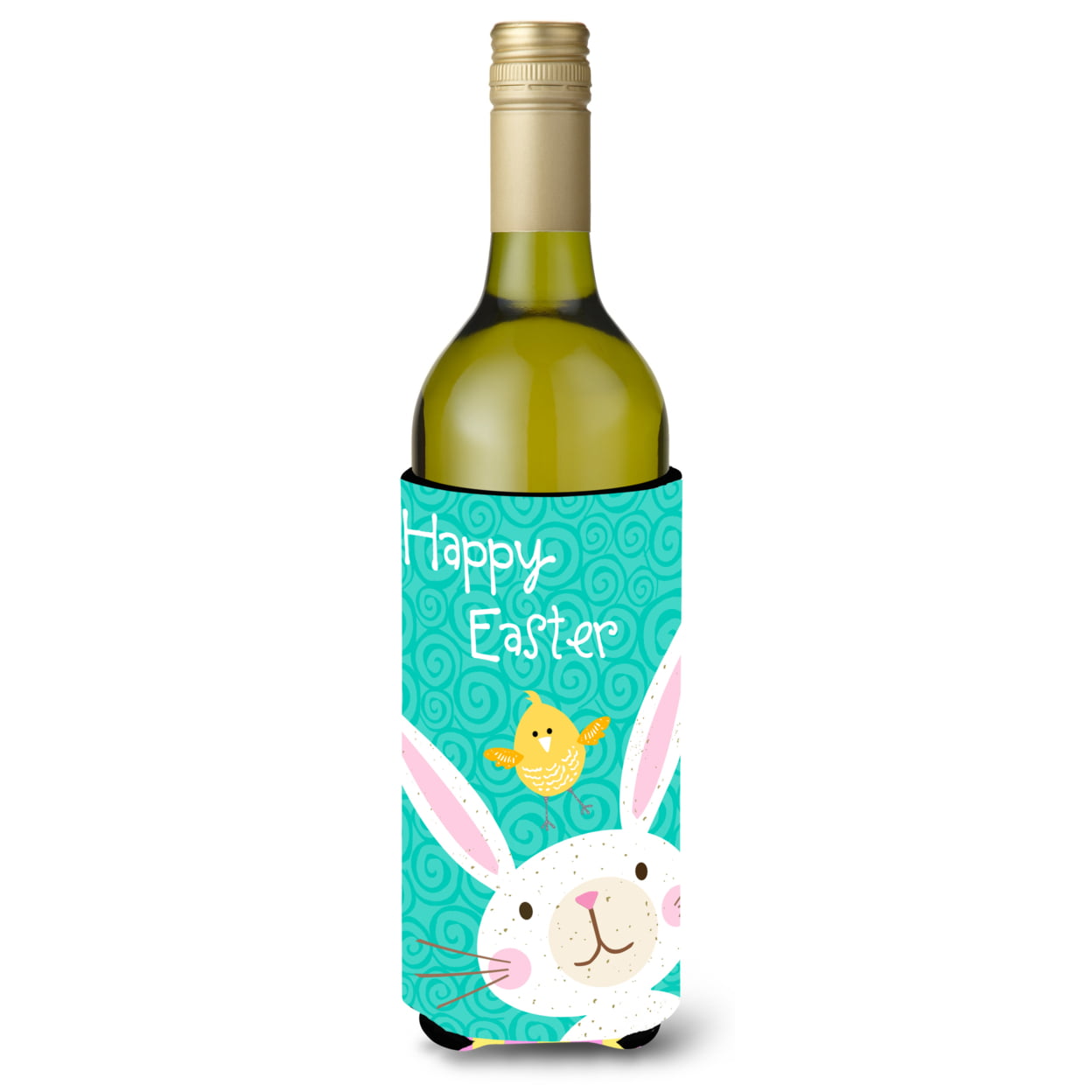 Picture of Carolines Treasures VHA3032LITERK Happy Easter Rabbit Wine Bottle Beverage Insulator Hugger
