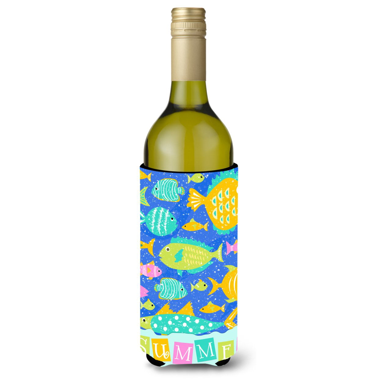 Picture of Carolines Treasures VHA3034LITERK Little Colorful Fishes Wine Bottle Beverage Insulator Hugger