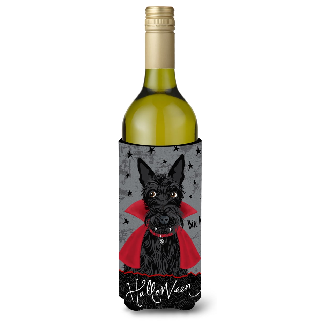 Picture of Carolines Treasures VHA3037LITERK Halloween Vampire Scottie Wine Bottle Beverage Insulator Hugger